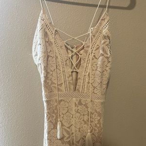 NEW WITH TAGS: White and nude lacy romper
